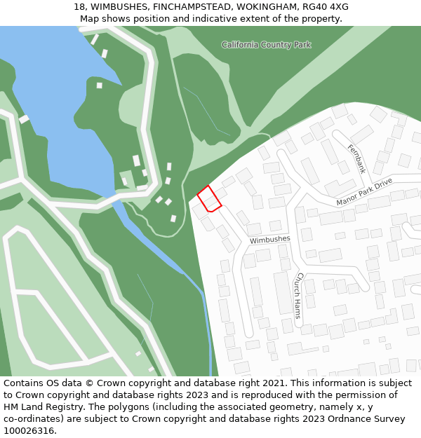 18, WIMBUSHES, FINCHAMPSTEAD, WOKINGHAM, RG40 4XG: Location map and indicative extent of plot