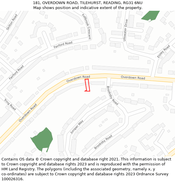 181, OVERDOWN ROAD, TILEHURST, READING, RG31 6NU: Location map and indicative extent of plot