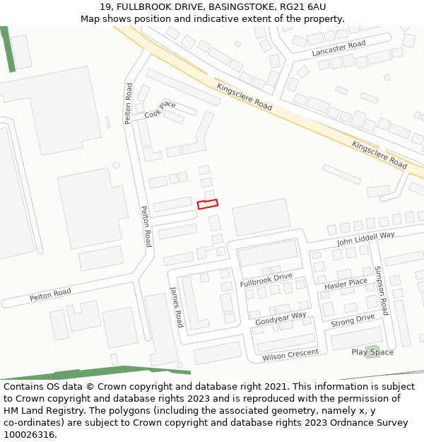 19, FULLBROOK DRIVE, BASINGSTOKE, RG21 6AU: Location map and indicative extent of plot