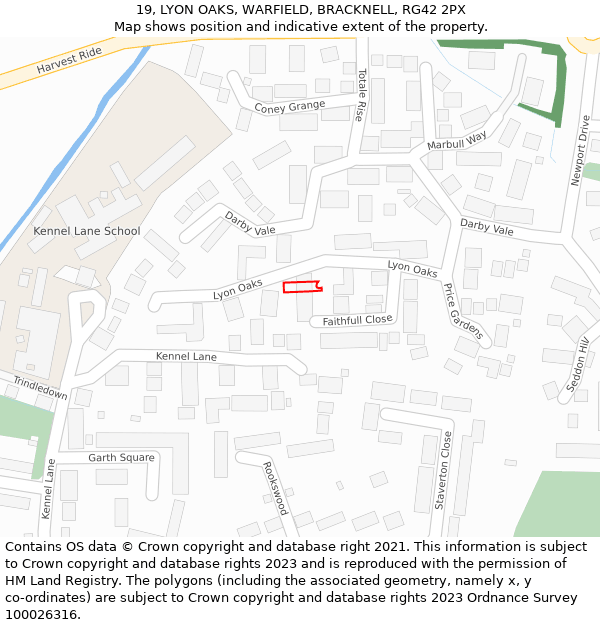 19, LYON OAKS, WARFIELD, BRACKNELL, RG42 2PX: Location map and indicative extent of plot