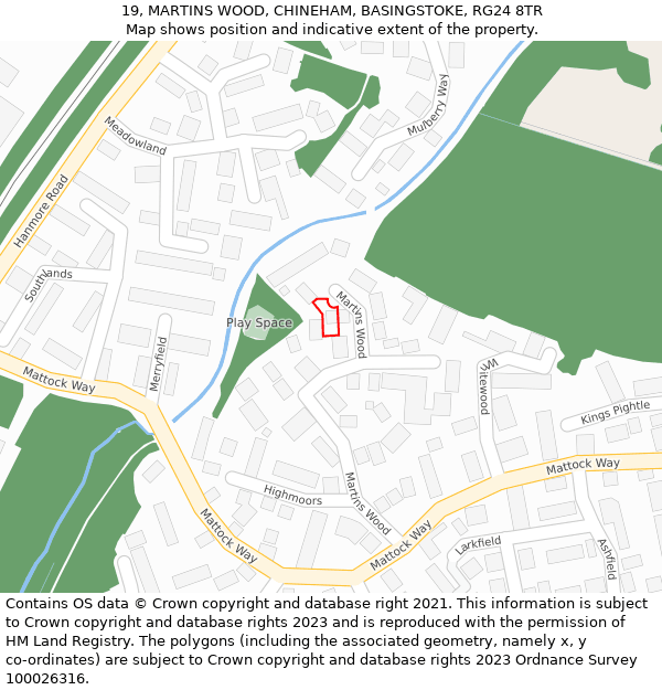 19, MARTINS WOOD, CHINEHAM, BASINGSTOKE, RG24 8TR: Location map and indicative extent of plot