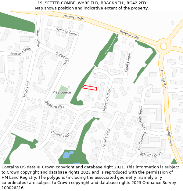 19, SETTER COMBE, WARFIELD, BRACKNELL, RG42 2FD: Location map and indicative extent of plot