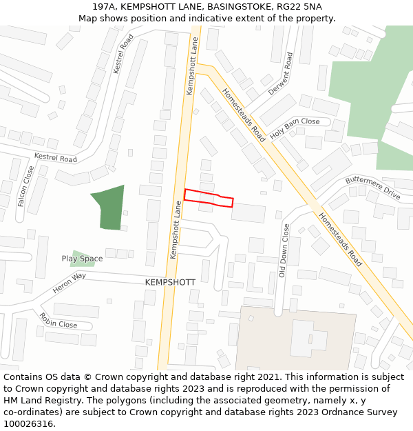 197A, KEMPSHOTT LANE, BASINGSTOKE, RG22 5NA: Location map and indicative extent of plot