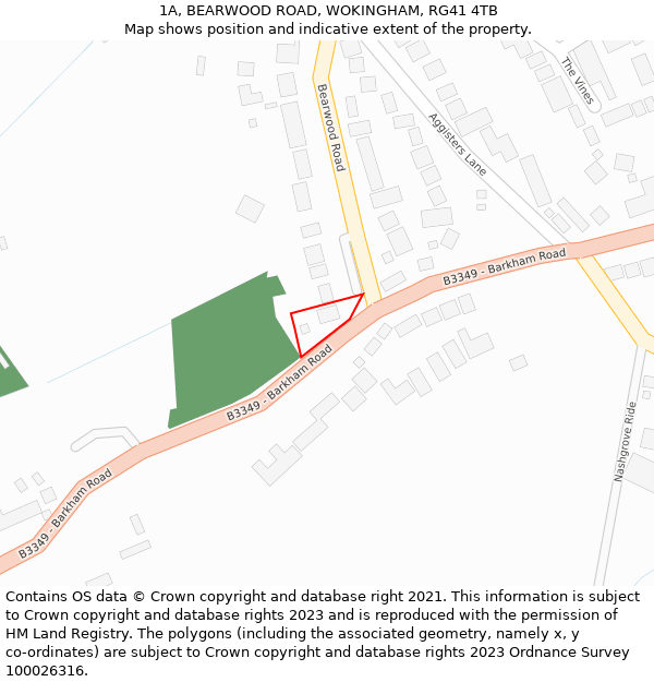 1A, BEARWOOD ROAD, WOKINGHAM, RG41 4TB: Location map and indicative extent of plot
