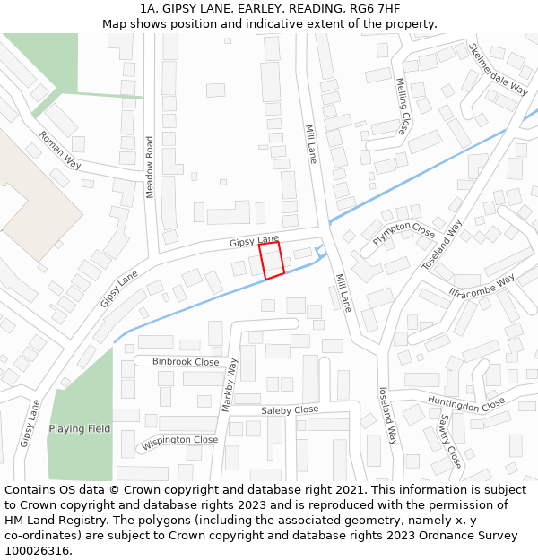 1A, GIPSY LANE, EARLEY, READING, RG6 7HF: Location map and indicative extent of plot