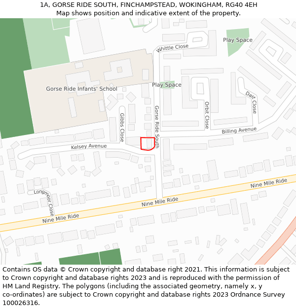 1A, GORSE RIDE SOUTH, FINCHAMPSTEAD, WOKINGHAM, RG40 4EH: Location map and indicative extent of plot