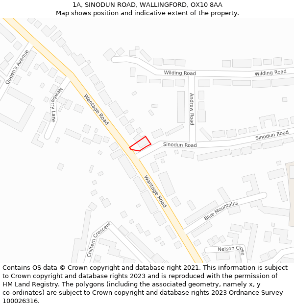 1A, SINODUN ROAD, WALLINGFORD, OX10 8AA: Location map and indicative extent of plot