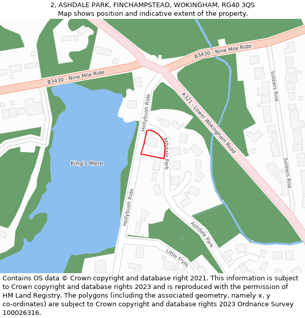 2, ASHDALE PARK, FINCHAMPSTEAD, WOKINGHAM, RG40 3QS: Location map and indicative extent of plot