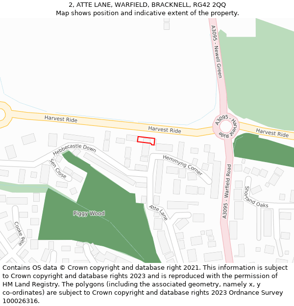 2, ATTE LANE, WARFIELD, BRACKNELL, RG42 2QQ: Location map and indicative extent of plot