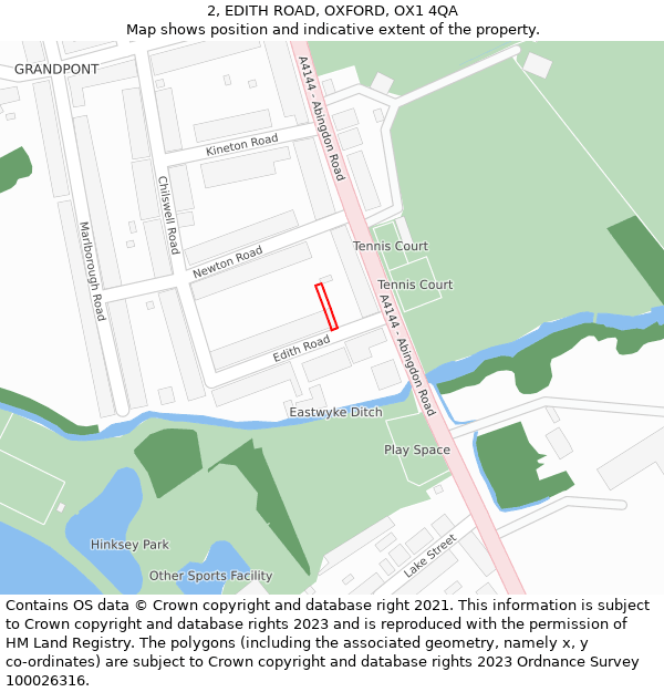 2, EDITH ROAD, OXFORD, OX1 4QA: Location map and indicative extent of plot