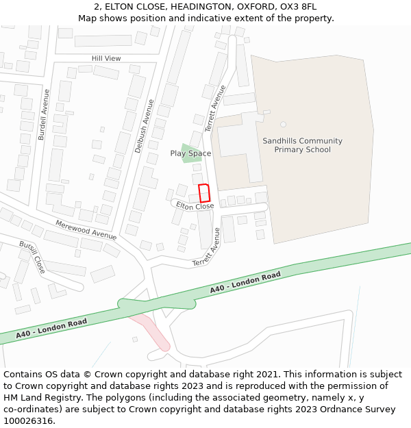 2, ELTON CLOSE, HEADINGTON, OXFORD, OX3 8FL: Location map and indicative extent of plot