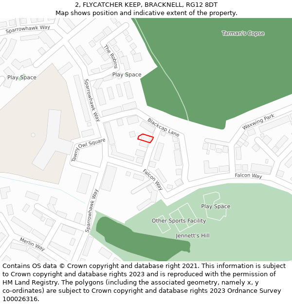 2, FLYCATCHER KEEP, BRACKNELL, RG12 8DT: Location map and indicative extent of plot