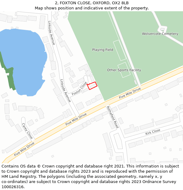 2, FOXTON CLOSE, OXFORD, OX2 8LB: Location map and indicative extent of plot