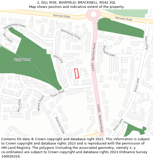 2, GILL RISE, WARFIELD, BRACKNELL, RG42 2QL: Location map and indicative extent of plot