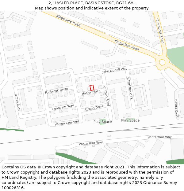 2, HASLER PLACE, BASINGSTOKE, RG21 6AL: Location map and indicative extent of plot