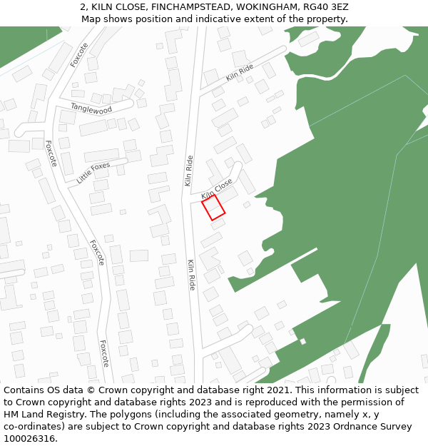 2, KILN CLOSE, FINCHAMPSTEAD, WOKINGHAM, RG40 3EZ: Location map and indicative extent of plot