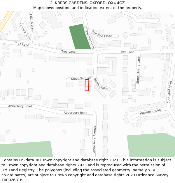 2, KREBS GARDENS, OXFORD, OX4 4GZ: Location map and indicative extent of plot