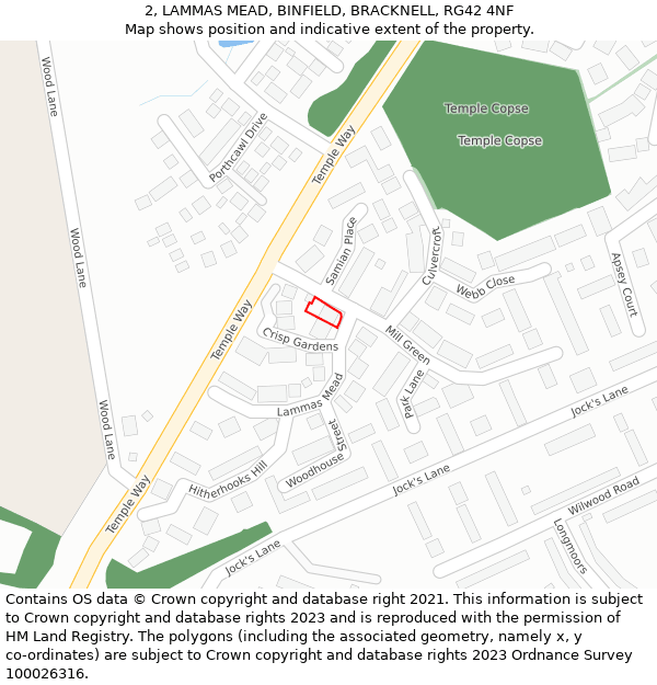 2, LAMMAS MEAD, BINFIELD, BRACKNELL, RG42 4NF: Location map and indicative extent of plot