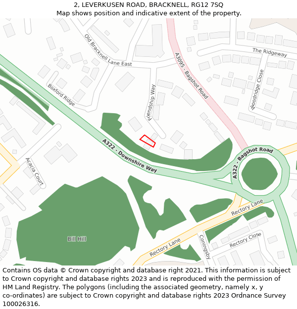 2, LEVERKUSEN ROAD, BRACKNELL, RG12 7SQ: Location map and indicative extent of plot