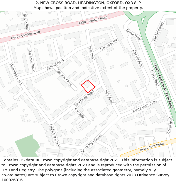 2, NEW CROSS ROAD, HEADINGTON, OXFORD, OX3 8LP: Location map and indicative extent of plot