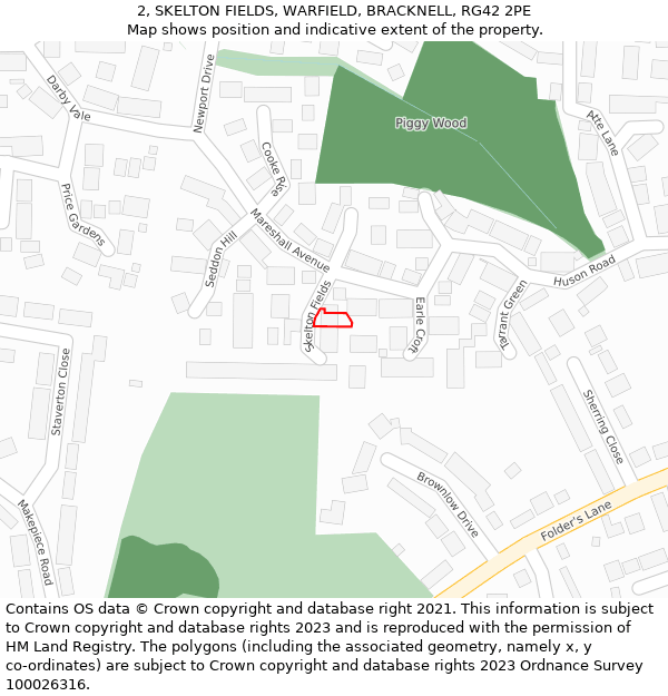 2, SKELTON FIELDS, WARFIELD, BRACKNELL, RG42 2PE: Location map and indicative extent of plot