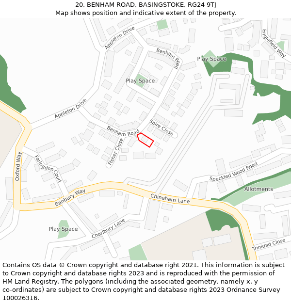 20, BENHAM ROAD, BASINGSTOKE, RG24 9TJ: Location map and indicative extent of plot