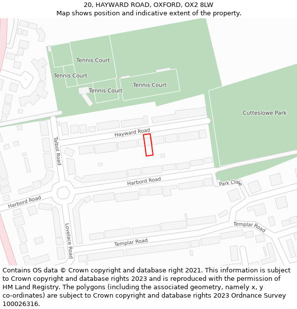 20, HAYWARD ROAD, OXFORD, OX2 8LW: Location map and indicative extent of plot