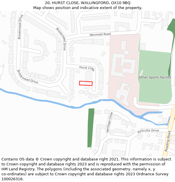 20, HURST CLOSE, WALLINGFORD, OX10 9BQ: Location map and indicative extent of plot