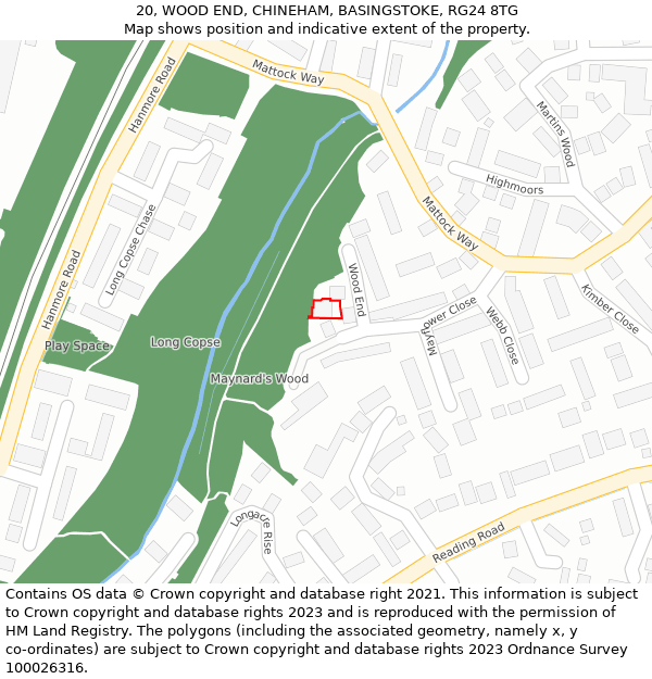 20, WOOD END, CHINEHAM, BASINGSTOKE, RG24 8TG: Location map and indicative extent of plot