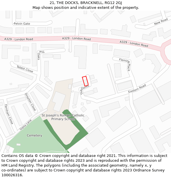 21, THE DOCKS, BRACKNELL, RG12 2GJ: Location map and indicative extent of plot