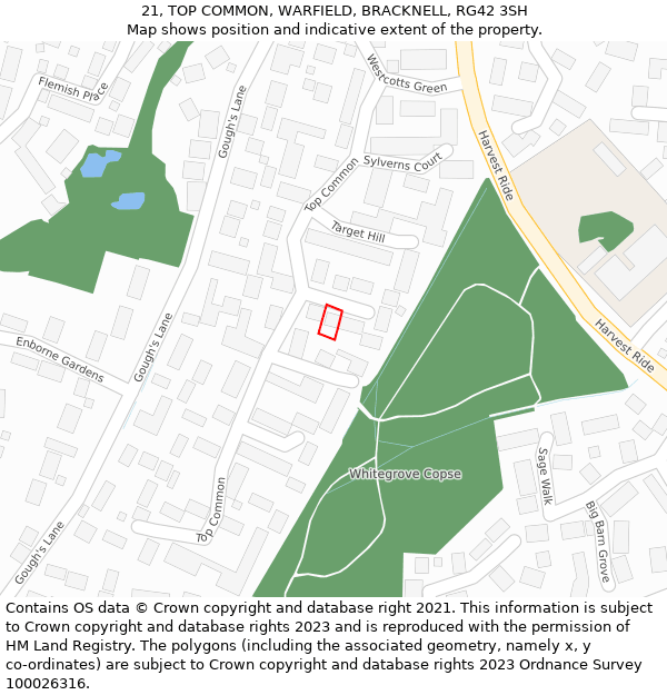 21, TOP COMMON, WARFIELD, BRACKNELL, RG42 3SH: Location map and indicative extent of plot