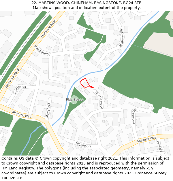 22, MARTINS WOOD, CHINEHAM, BASINGSTOKE, RG24 8TR: Location map and indicative extent of plot