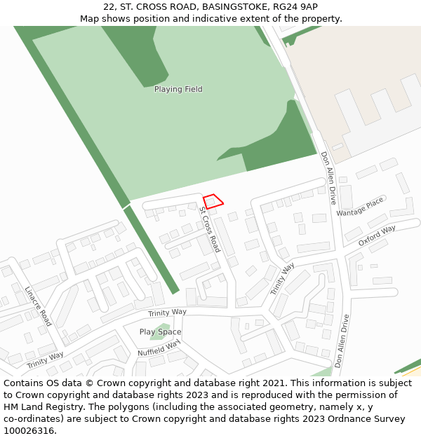 22, ST. CROSS ROAD, BASINGSTOKE, RG24 9AP: Location map and indicative extent of plot