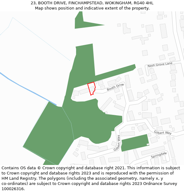 23, BOOTH DRIVE, FINCHAMPSTEAD, WOKINGHAM, RG40 4HL: Location map and indicative extent of plot