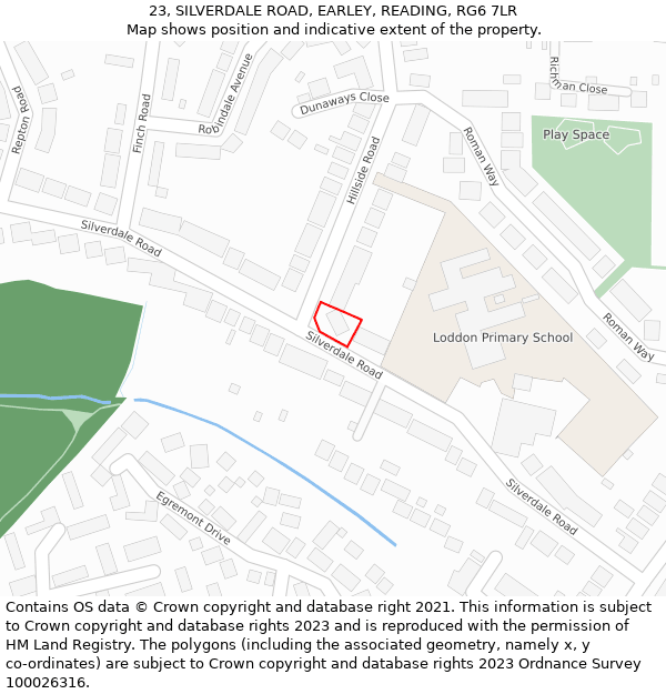 23, SILVERDALE ROAD, EARLEY, READING, RG6 7LR: Location map and indicative extent of plot