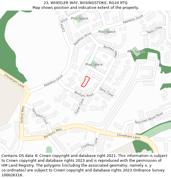 23, WHEELER WAY, BASINGSTOKE, RG24 9TQ: Location map and indicative extent of plot