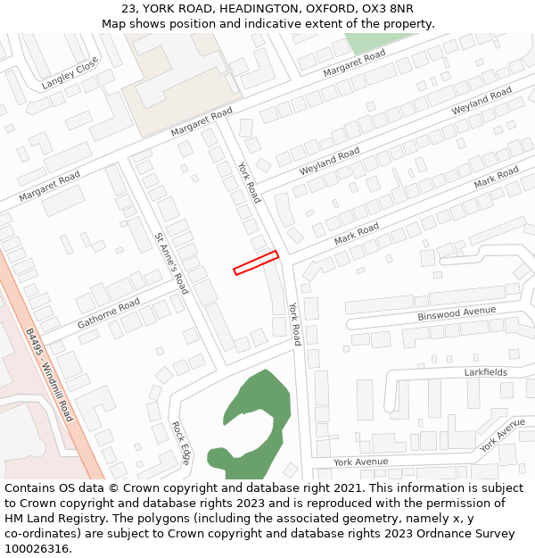 23, YORK ROAD, HEADINGTON, OXFORD, OX3 8NR: Location map and indicative extent of plot