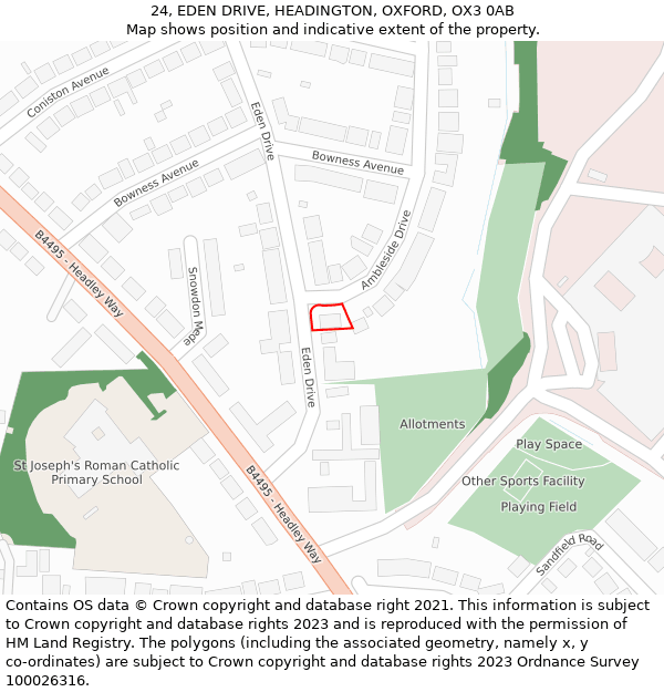 24, EDEN DRIVE, HEADINGTON, OXFORD, OX3 0AB: Location map and indicative extent of plot