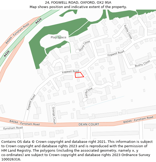 24, FOGWELL ROAD, OXFORD, OX2 9SA: Location map and indicative extent of plot