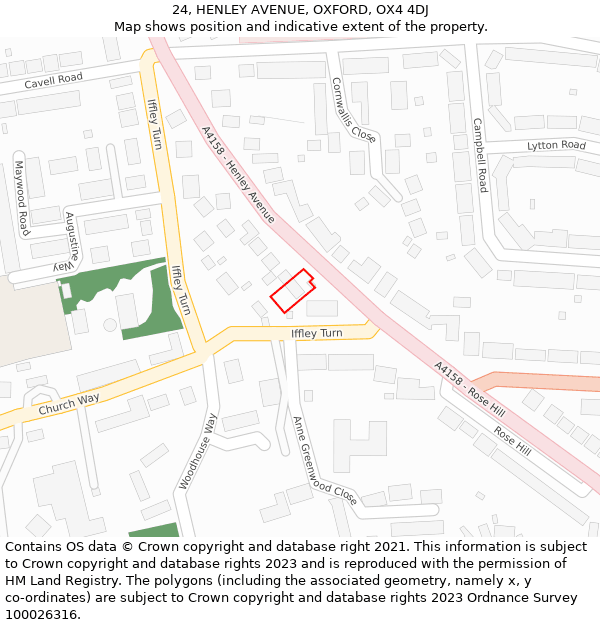 24, HENLEY AVENUE, OXFORD, OX4 4DJ: Location map and indicative extent of plot