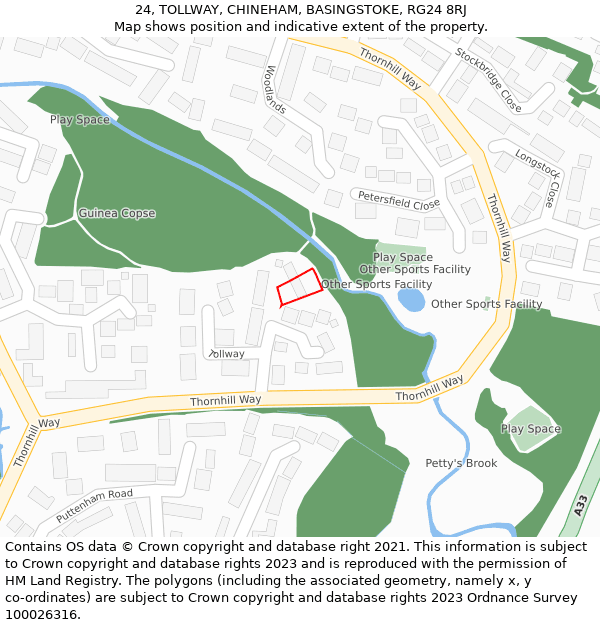 24, TOLLWAY, CHINEHAM, BASINGSTOKE, RG24 8RJ: Location map and indicative extent of plot