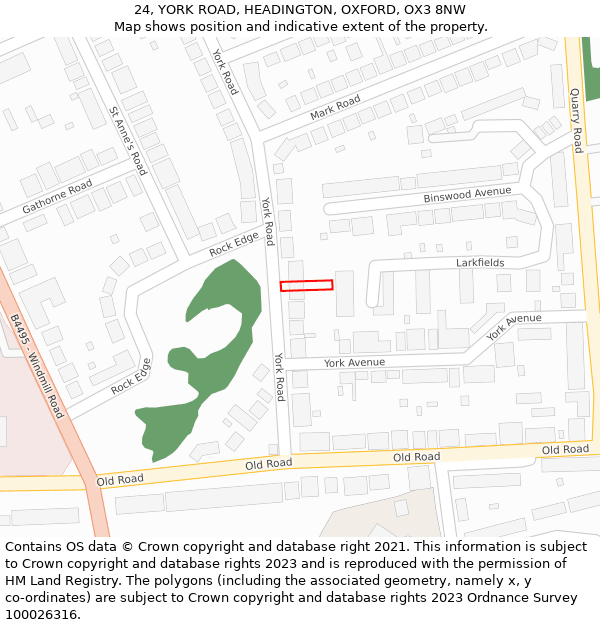 24, YORK ROAD, HEADINGTON, OXFORD, OX3 8NW: Location map and indicative extent of plot