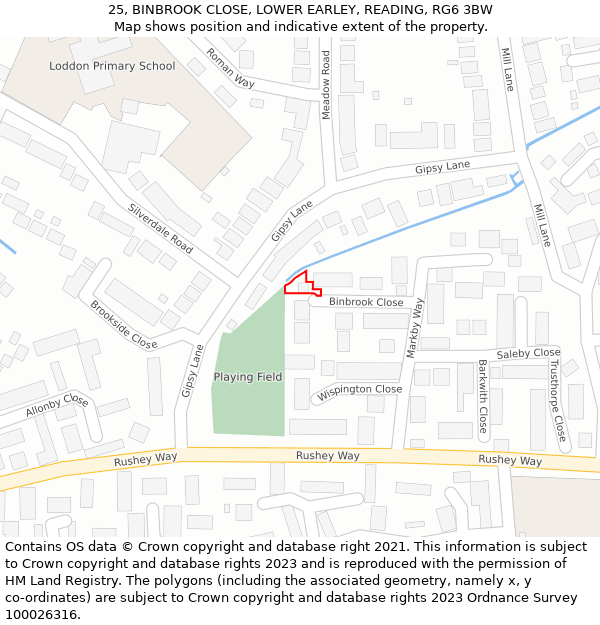 25, BINBROOK CLOSE, LOWER EARLEY, READING, RG6 3BW: Location map and indicative extent of plot