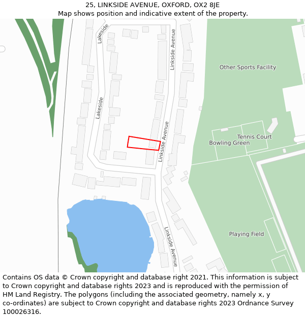 25, LINKSIDE AVENUE, OXFORD, OX2 8JE: Location map and indicative extent of plot