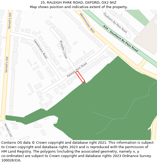 25, RALEIGH PARK ROAD, OXFORD, OX2 9AZ: Location map and indicative extent of plot