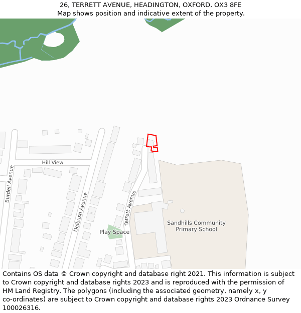 26, TERRETT AVENUE, HEADINGTON, OXFORD, OX3 8FE: Location map and indicative extent of plot