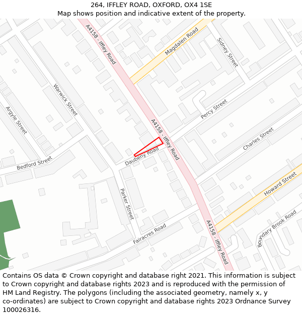 264, IFFLEY ROAD, OXFORD, OX4 1SE: Location map and indicative extent of plot