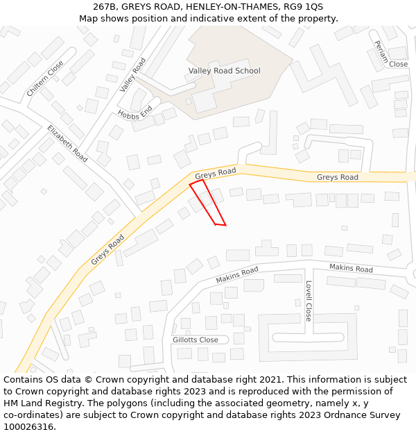 267B, GREYS ROAD, HENLEY-ON-THAMES, RG9 1QS: Location map and indicative extent of plot