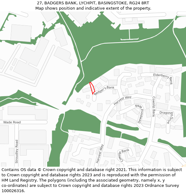 27, BADGERS BANK, LYCHPIT, BASINGSTOKE, RG24 8RT: Location map and indicative extent of plot