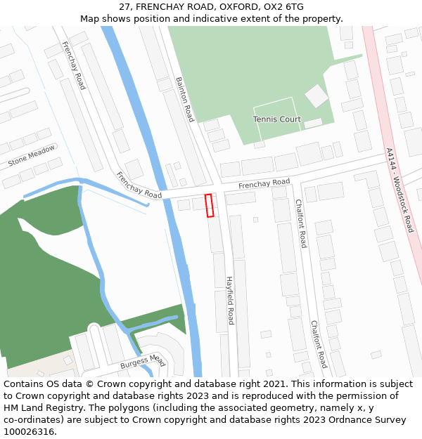 27, FRENCHAY ROAD, OXFORD, OX2 6TG: Location map and indicative extent of plot